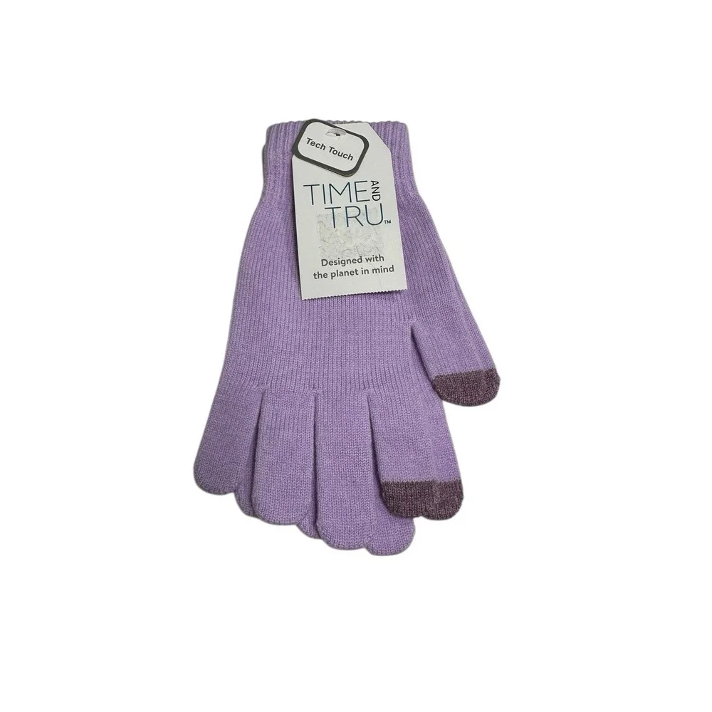 Time and Tru Womens Tech Touch‎ Knitted Gloves One Size Purple 31002105